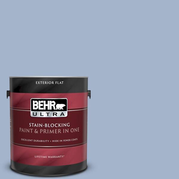 BEHR ULTRA 1 gal. #UL240-9 Ballroom Blue Flat Exterior Paint and Primer in One