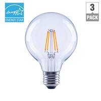 60-Watt Equivalent G25 Globe Dimmable ENERGY STAR Clear Glass Filament LED Vintage Edison Light Bulb Daylight (3-Pack)