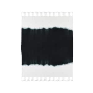 Charlie Black and White Woven look Cotton Throw Blanket