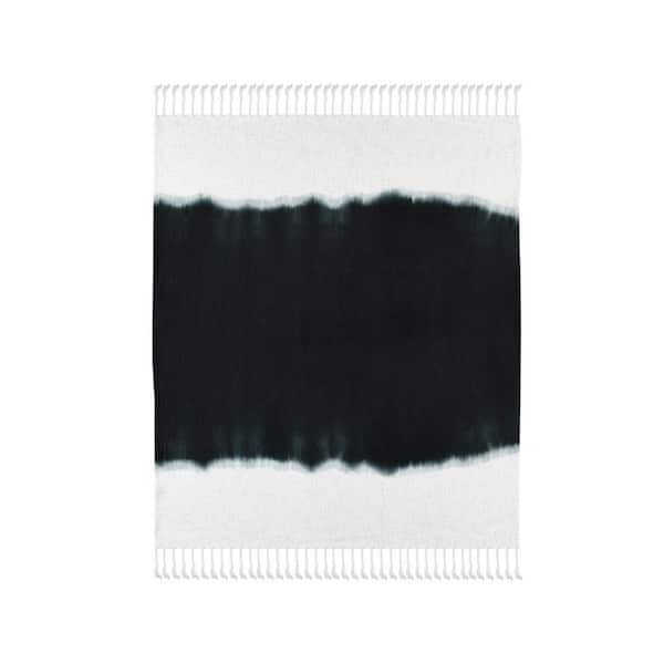 HomeRoots Charlie Black and White Woven look Cotton Throw Blanket