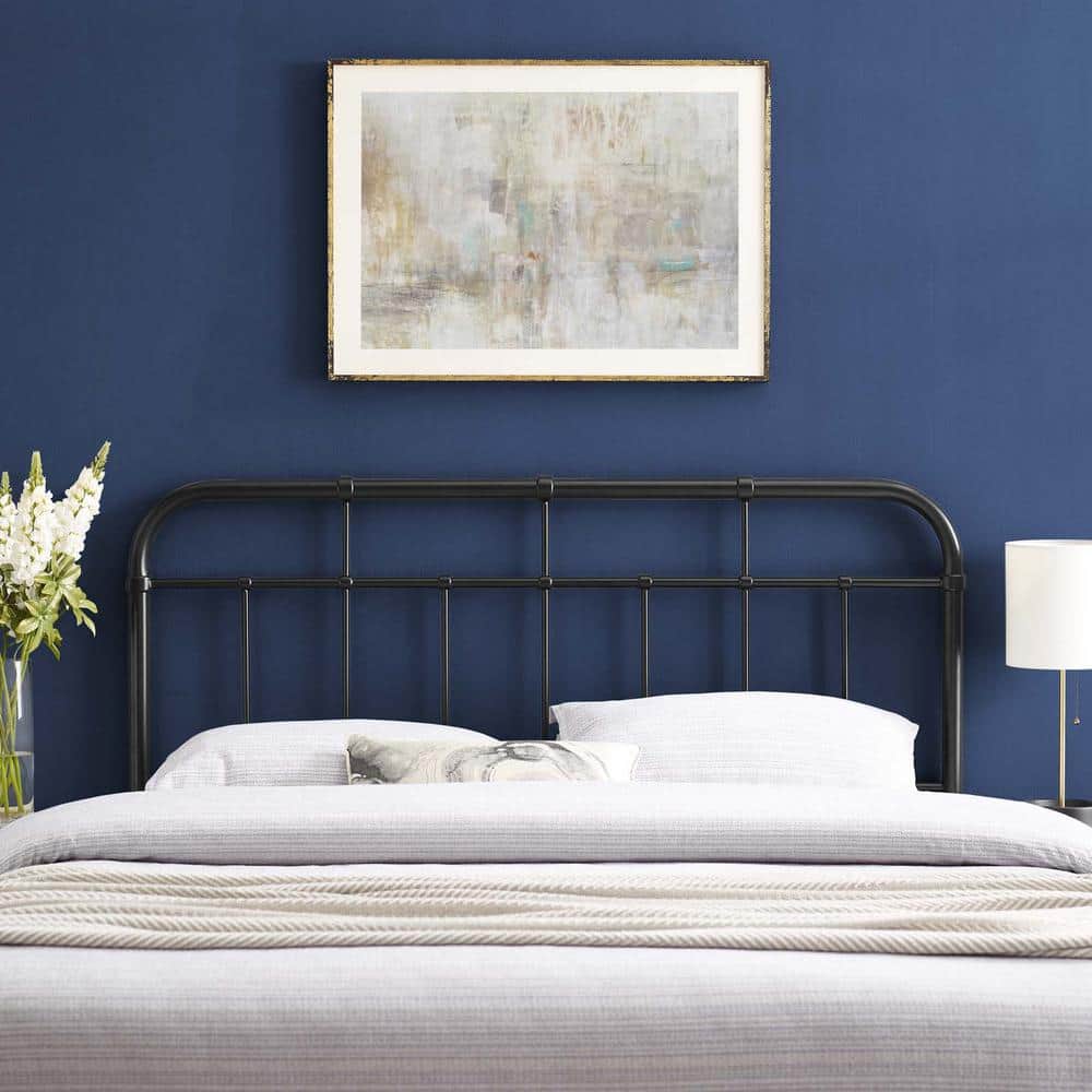 Alessia Full Black Powder-Coated Iron Spindle Headboard