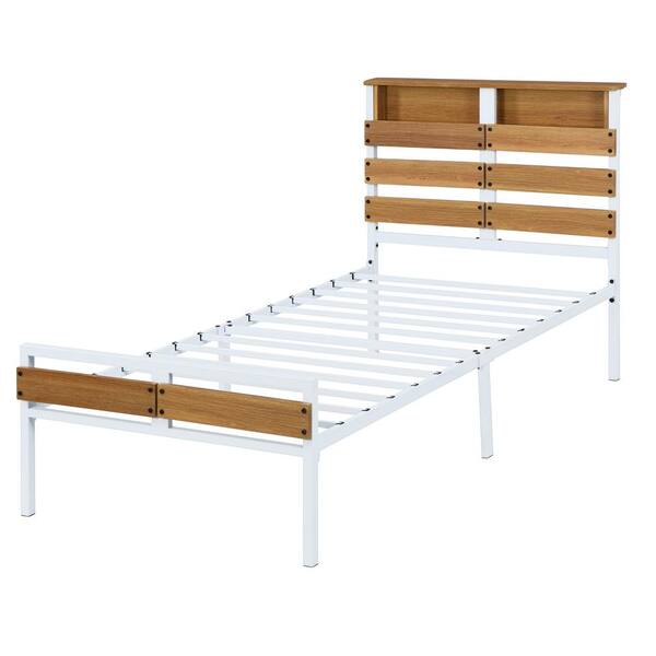 White Twin Size Platform Bed With, Can You Attach A Headboard And Footboard To Platform Bed