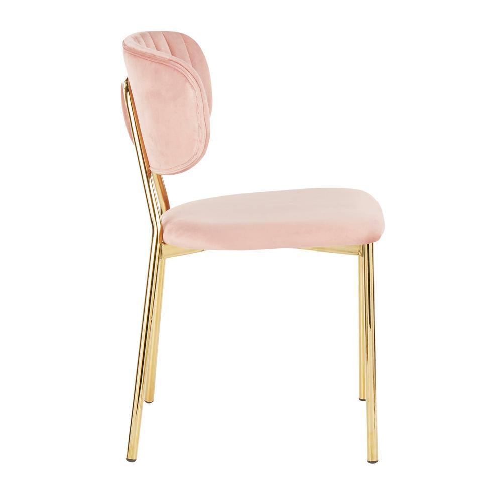 Blush Pink Velvet Upholstered Side Chair with Gold Metal Frame