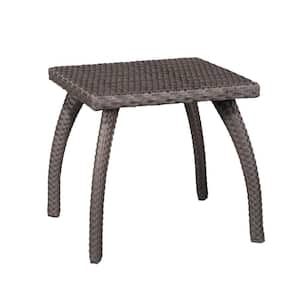 19 in. x 19 in. x 17 in. Height Metal Frame Outdoor Square Side Table in Brown for Balcony, Porch, Lawn