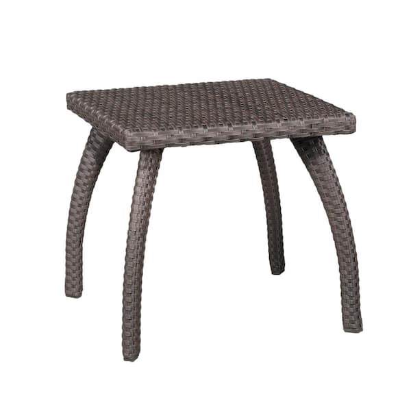 Zeus & Ruta 19 in. x 19 in. x 17 in. Height Metal Frame Outdoor Square Side Table in Brown for Balcony, Porch, Lawn
