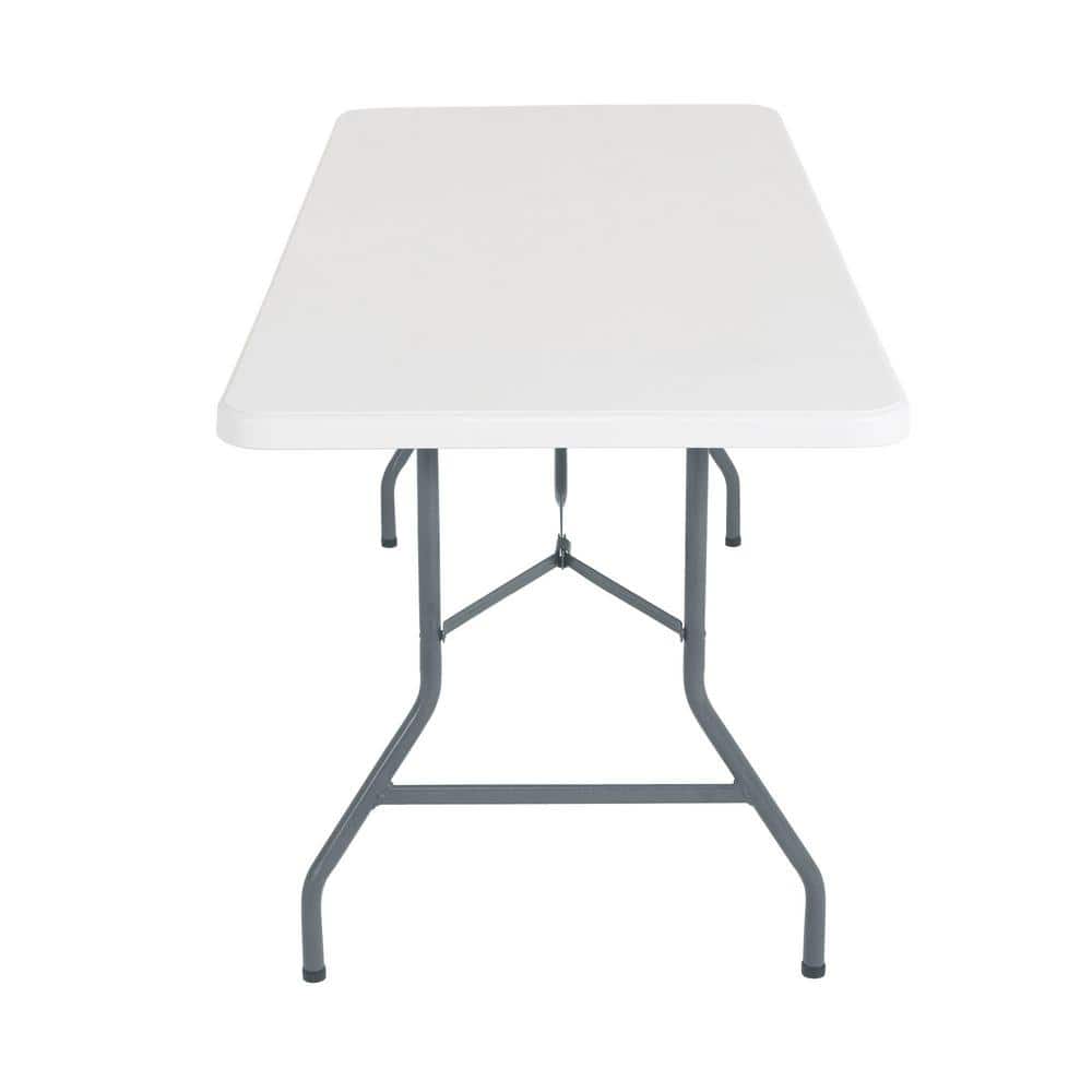 White 6-Foot Rectangular Folding Table with Black Legs