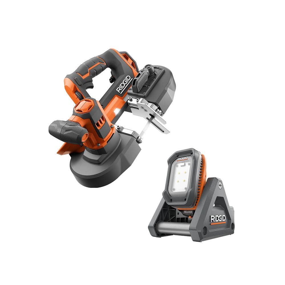 RIDGID 18V Cordless 2-Tool Combo Kit with Compact Band Saw and Flood Light with Detachable Light (Tools Only) -  R8604-R8694620