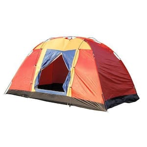 12.5 ft.L x 7.3 ft.W 8-Person Outdoor Camping Tent in Red with Carrying Bag