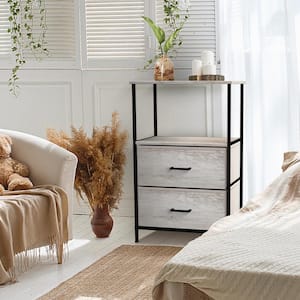 2-Drawer Greige Nightstand 33.75 in. H x 21.62 in. W x 11.75 in. D