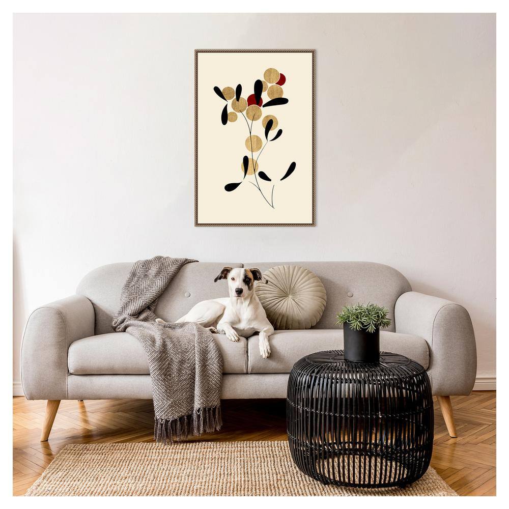 Large Abstract Botanic-Inspired Canvas Print with Bronze Frame