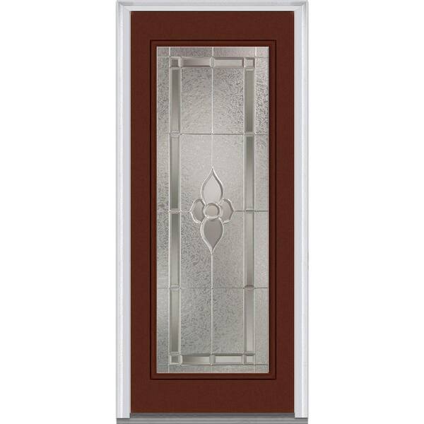 MMI Door 36 in. x 80 in. Master Nouveau Left-Hand Inswing Full Lite Decorative Painted Steel Prehung Front Door