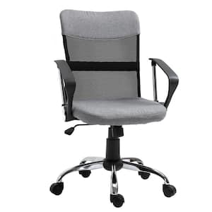 Grey/Black, Mid Back Ergonomic Desk Chair Swivel Fabric Computer Office Chair with Backrest, Armrests, Rocking Function