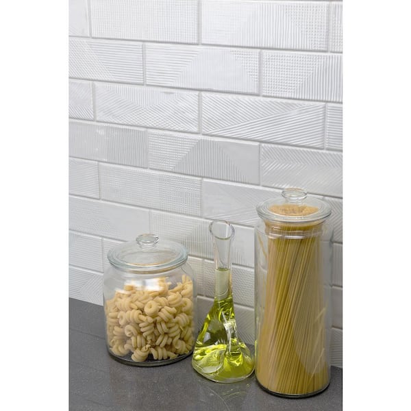 ᖇ ·͜·☆⡱ Tile Trim Ceramic White Marble Print Chair Rail Wall 11 3/4