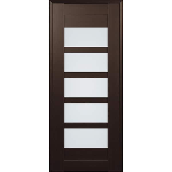 Belldinni Vona 07-07 18 in. x 96 in. No Bore 5-Lite Frosted Glass Veralinga Oak Wood Composite Interior Door Slab