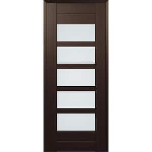 Vona 07-07, 36 in. x 95.25 in. No Bore 5-Lite Frosted Glass Veralinga Oak Wood Composite Interior Door Slab