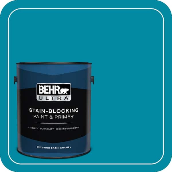 BEHR ULTRA 1 gal. #P480-6 Aruba Blue Satin Enamel Exterior Paint & Primer