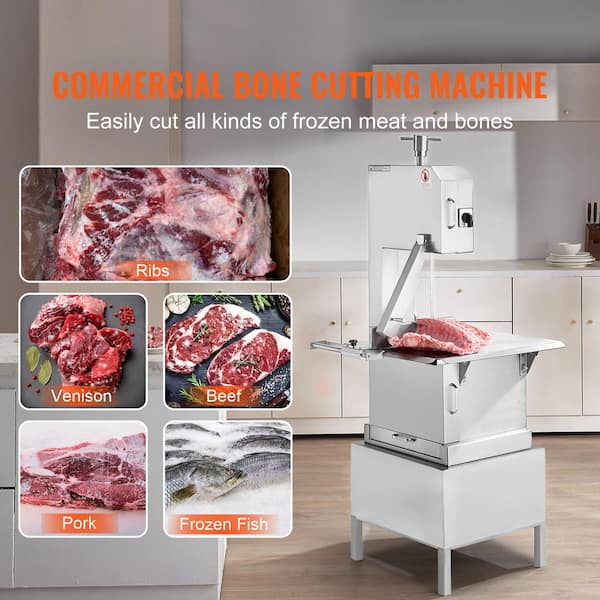 2200 Watt Commercial Electric Meat Bandsaw, Stainless Steel Vertical Bone Cutting Machine, 24.4 in.x20.5 in. Workbench
