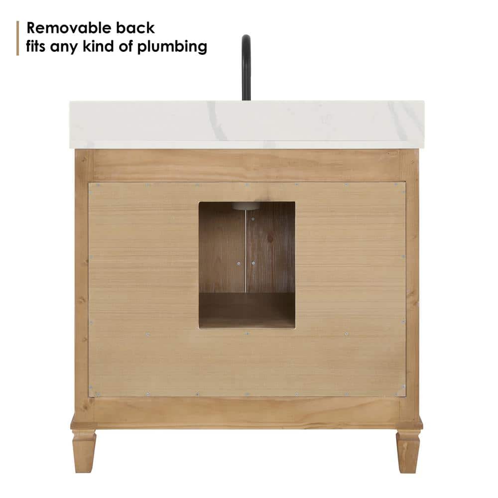 Solana 36" Weathered Fir and White Quartz Vanity