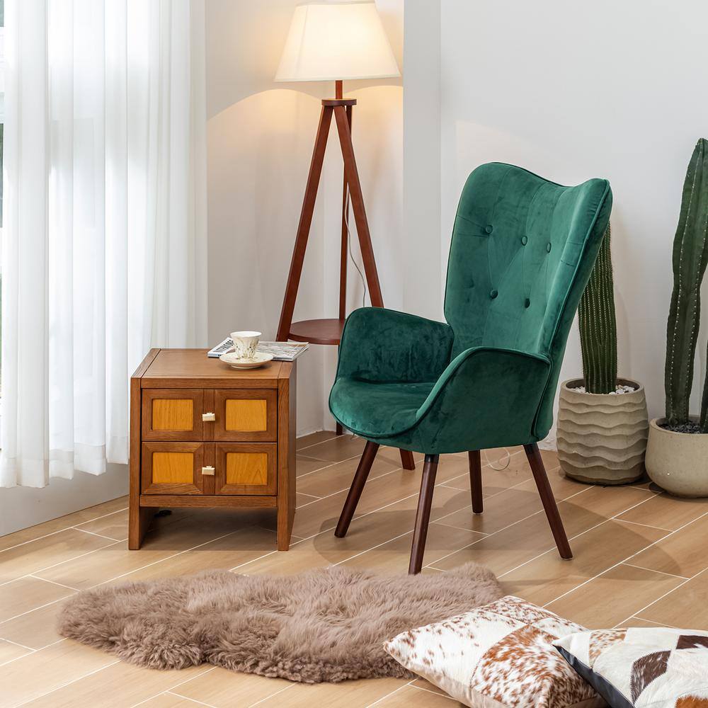 Kas Green Velvet Tufted Arm Chair