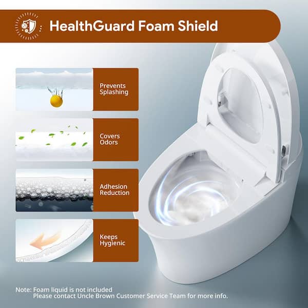 Build-in Tank Elongated ADA Smart Bidet Toilet 1.27 GPF in White with MAP 1000G, Heated Seat, Foam Shield, Auto Flush