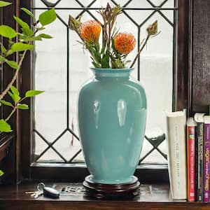 14 in. Turquoise Tung Chi Decorative Vase