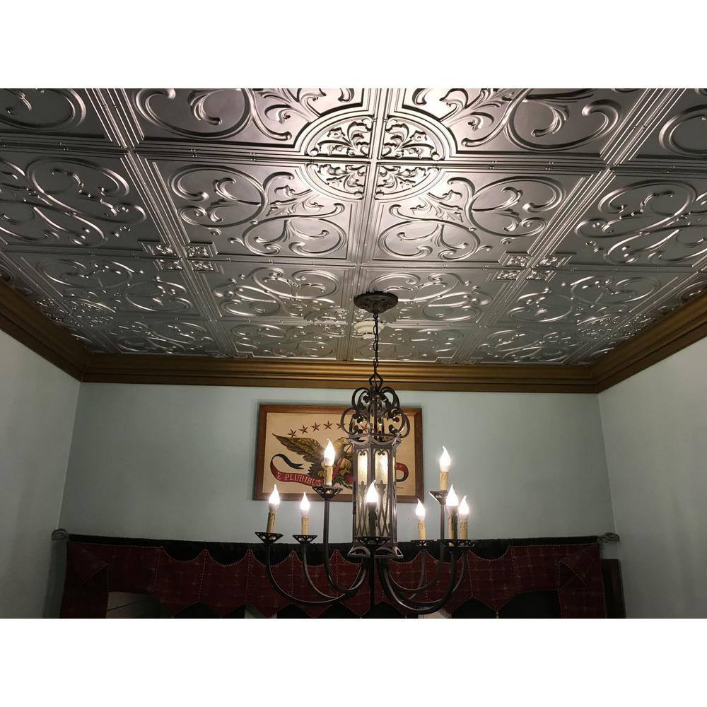 Silver Textured PVC 2x2 Classic Ceiling Tile Set