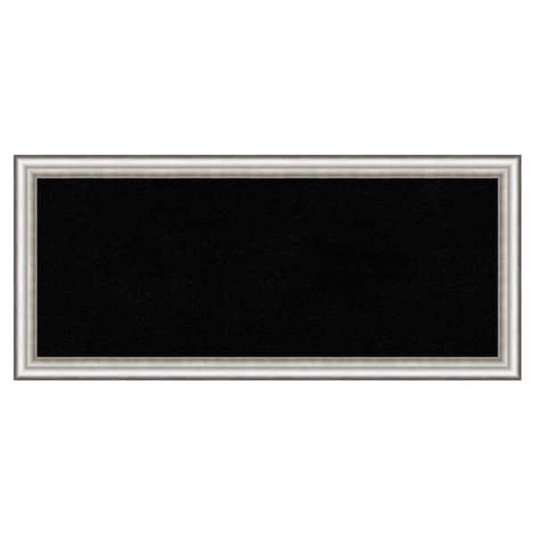Amanti Art Salon Silver Narrow Framed Black Corkboard 32 in. x 14 in. Bulletine Board Memo Board