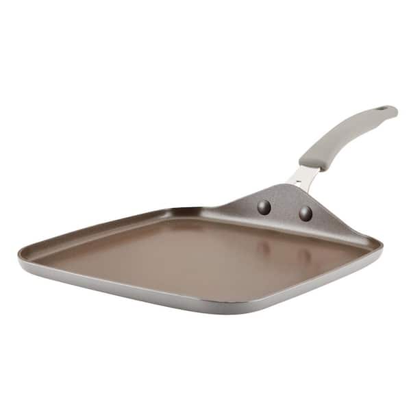 Rachael Ray Cook + Create 11 in. x 11 in. Gray Aluminum, Nonstick Stovetop Griddle Pan