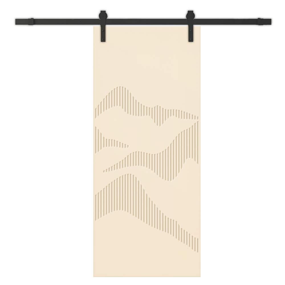 36 in. x 96 in. Beige Painted Composite MDF Paneled Interior Sliding Barn Door with Hardware Kit price history on PriceWatchPro
