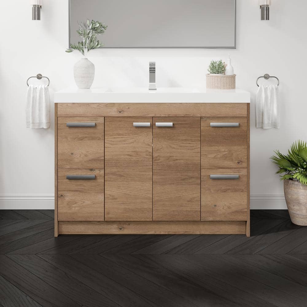 Lugano 48 in. Single Sink Natural Oak Bath Vanity with White Acrylic Top (Assembled) price history on PriceWatchPro