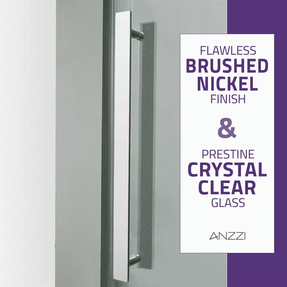 Stellar 48" x 76" Frameless Sliding Shower Door in Brushed Nickel