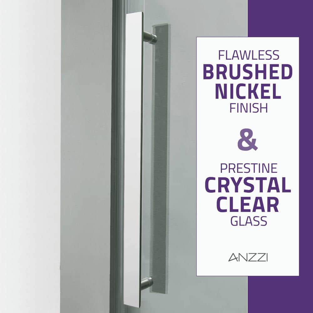 Stellar 60" x 76" Brushed Nickel Frameless Sliding Shower Door