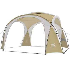 12 ft. x 12 ft. Pop-Up Canopy UPF50+ Tent with Side Wall, Ground Pegs and Stability Poles, Sun Shelter (Khaki)