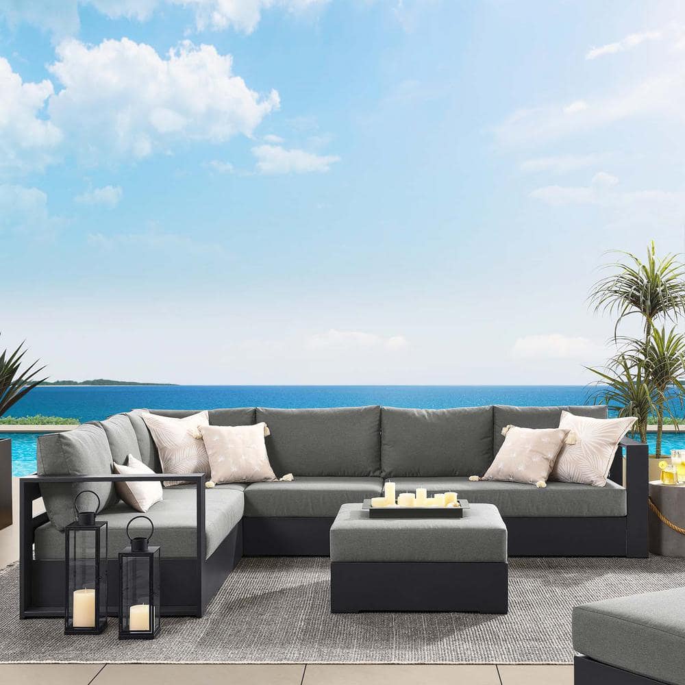 Tahoe Charcoal Aluminum 5-Piece Outdoor Sectional Sofa Set
