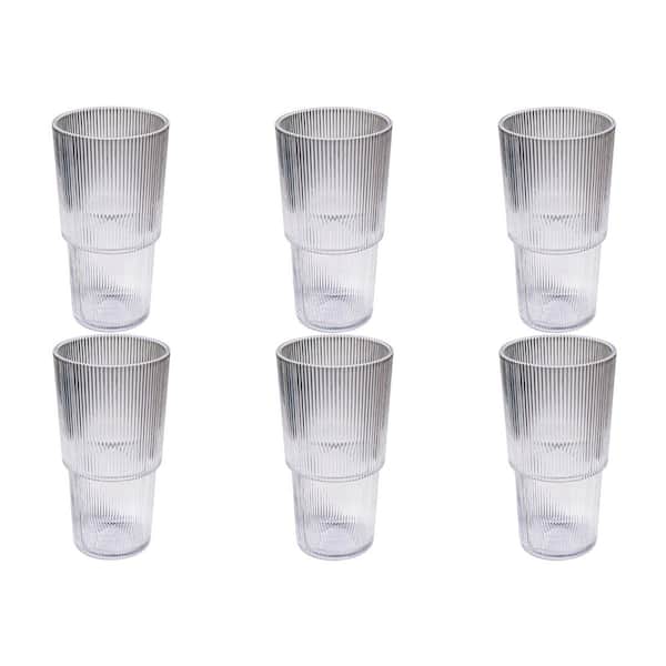 ABODE HOMEWARES Fine Ribbed 22 oz. Dishwasher Safe Clear Acrylic Drinking  Glass DK25178186