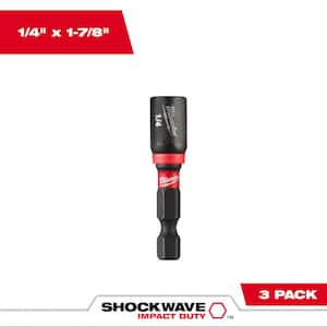 SHOCKWAVE Impact Duty 1/4 in. x 1-7/8 in. Alloy Steel Magnetic Nut Driver Bit (3-Pack)