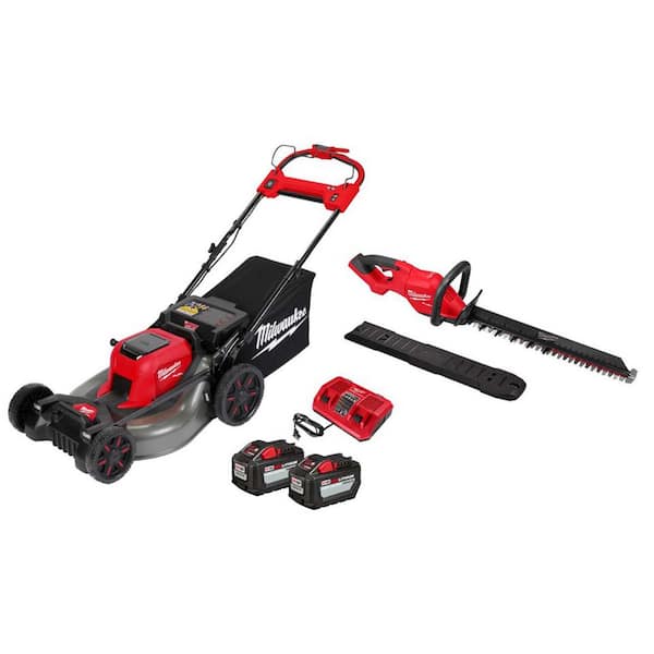 Milwaukee M18 FUEL 18V 21 in. Brushless Cordless Dual Battery Self-Propelled Mower w/ Hedge Trimmer, (2) 12.0 Ah Battery, Charger