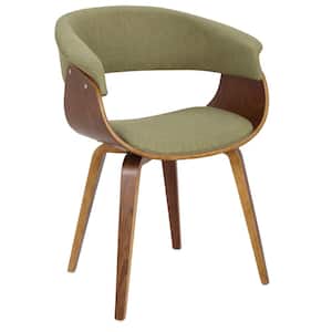 Vintage Mod Walnut and Green Dining/Accent Chair