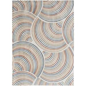 Astra Machine Washable Ivory/Multi 8 ft. x 10 ft. All-Over Design Contemporary Area Rug
