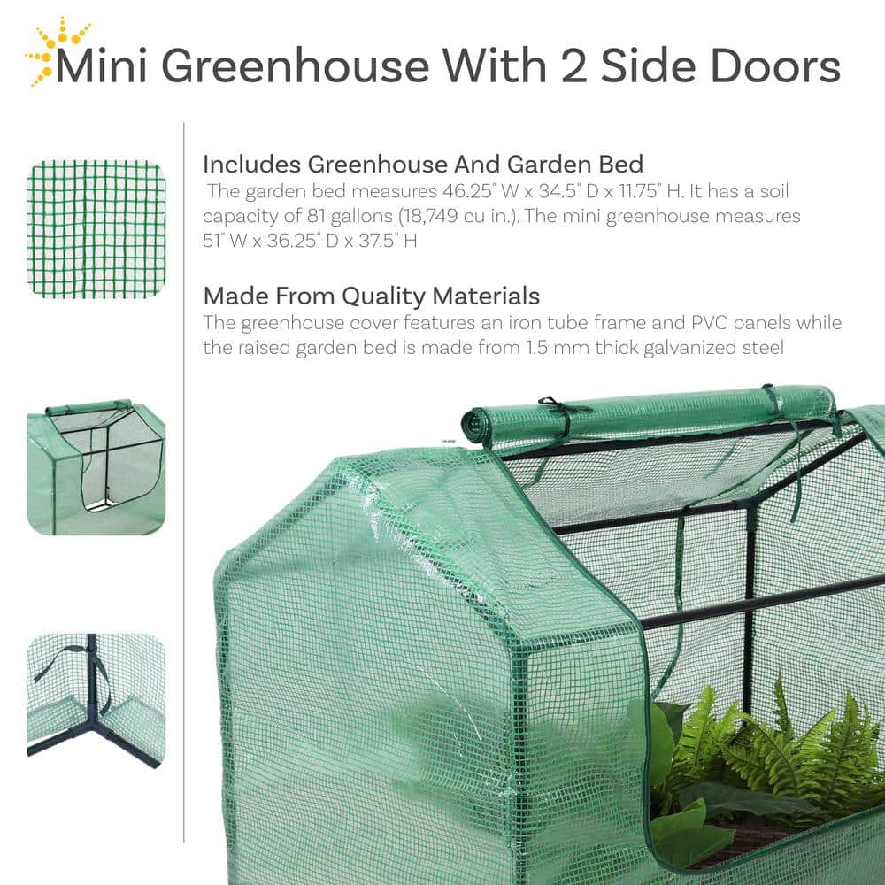 Sunnydaze Green 4' x 2' Iron and PVC Mini Greenhouse