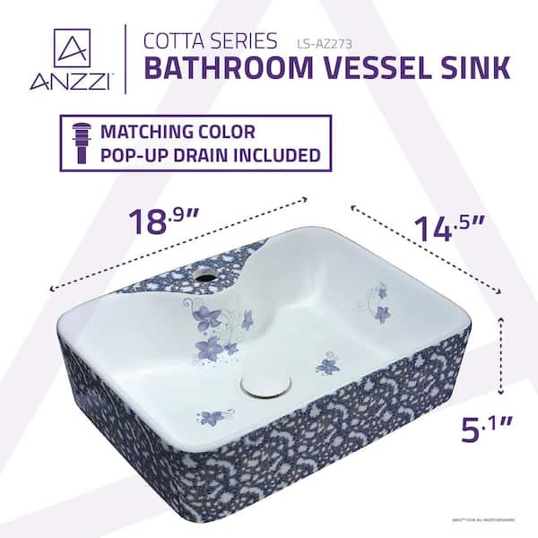 ANZZI Cotta Series Ceramic Vessel Sink in Blue LS-AZ273