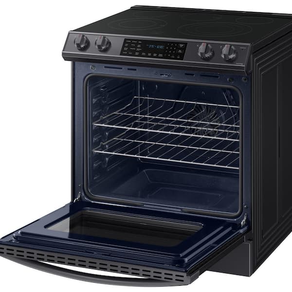 Samsung 30 in. 6.3 cu. ft. Smart 5-Element Slide-In Electric Range with Air  Fry Convection Oven in Black Stainless Steel NE63T8511SG - The Home Depot