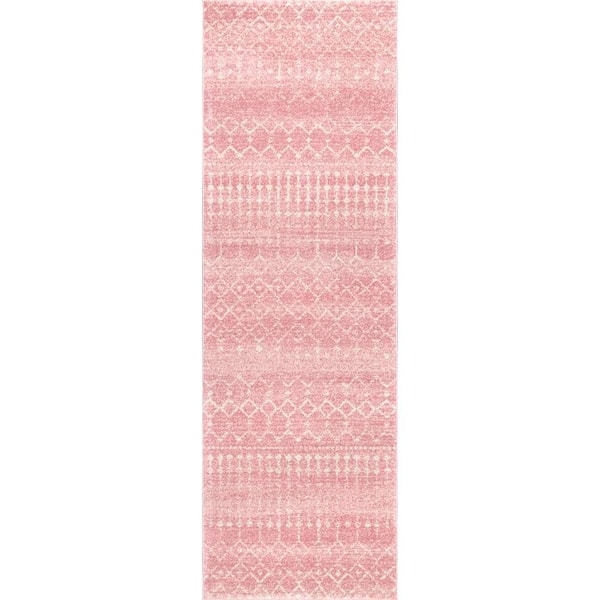 nuLOOM Blythe Modern Moroccan Trellis 3 ft. x 8 ft. Pink Runner Rug