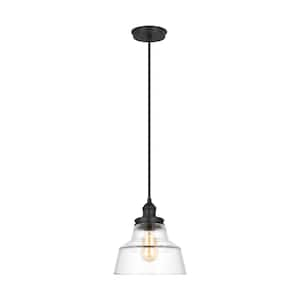 Baskin Chimney 10 in. 1-Light Midnight Black Modern Contemporary Pendant Light with Clear Glass Shade