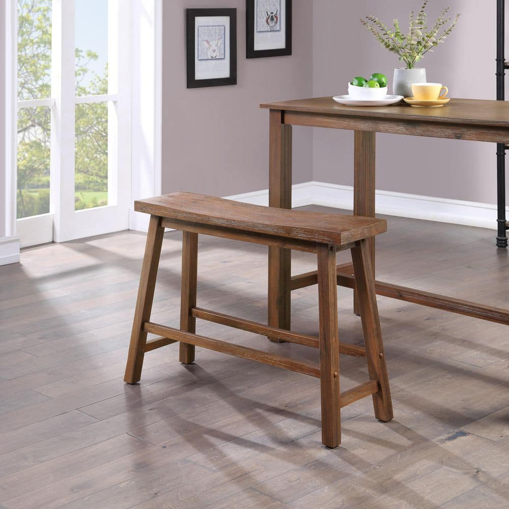 Sonoma Rustic Chestnut Wire-Brush Saddle Bench