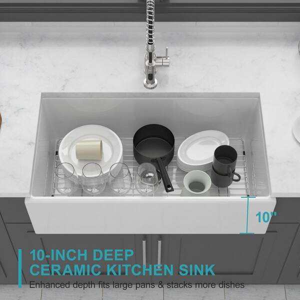 NEW 36 in. White Ceramic Farmhouse Sink, Apron Front Single Bowl