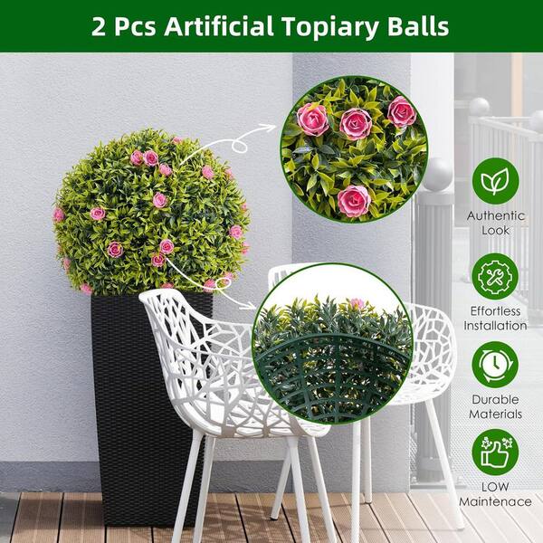 1.4 ft. Artificial Hanging Topiary Balls in Pink (2-Pack) PHK_34TQC6BC_LHD  - The Home Depot