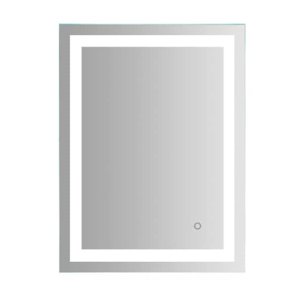 HBEZON 24 in. W x 32 in. H Large Rectangular Frameless Anti-Fog LED Light Wall Bathroom Vanity Mirror in White