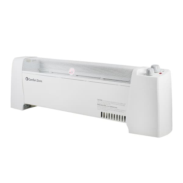 Comfort Zone 29 in. 1,500-Watt White Convection Baseboard Heater with Silent Operation