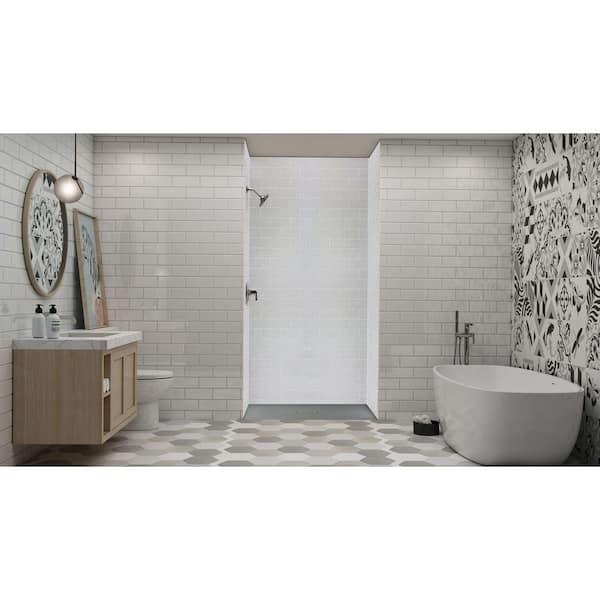 Transolid Trimslate 51.2 in. L x 39.4 in. W Alcove Customizable Shower Pan Base with Center Drain in Dark Grey